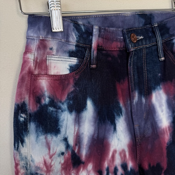 Mother Tie Dye Womens Jeans Sz 24 Slim Straight High Rise Casual Designer Luxury - Picture 4 of 12